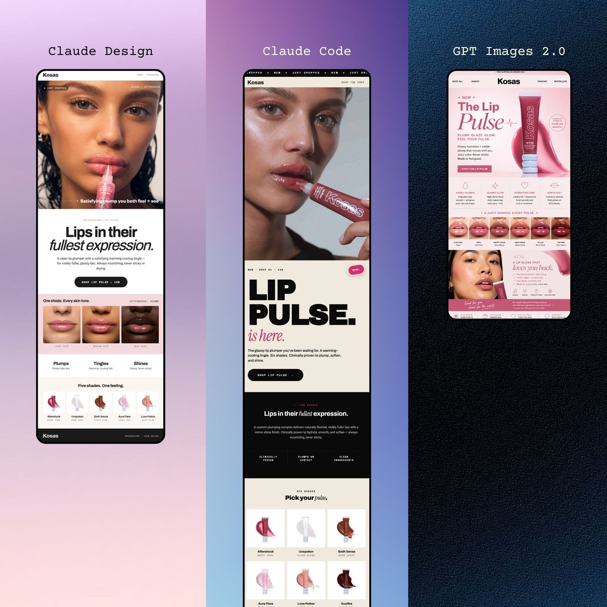 3 Exquisite Mobile Beauty Landing Pages Mockup — Sora Prompt