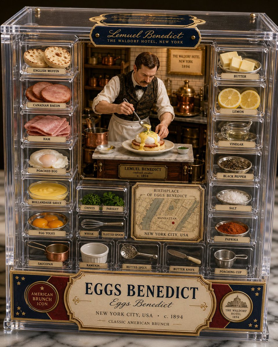 Eggs Benedict 3D Diorama — Gourmet Collectible Box Prompt