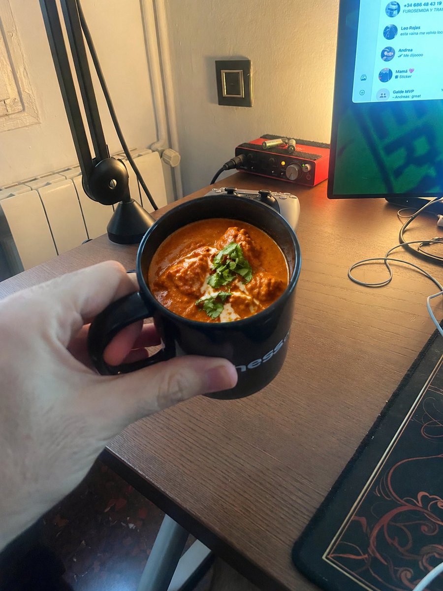 Chicken Tikka Masala Mug on Desk — Sora 2 Prompt