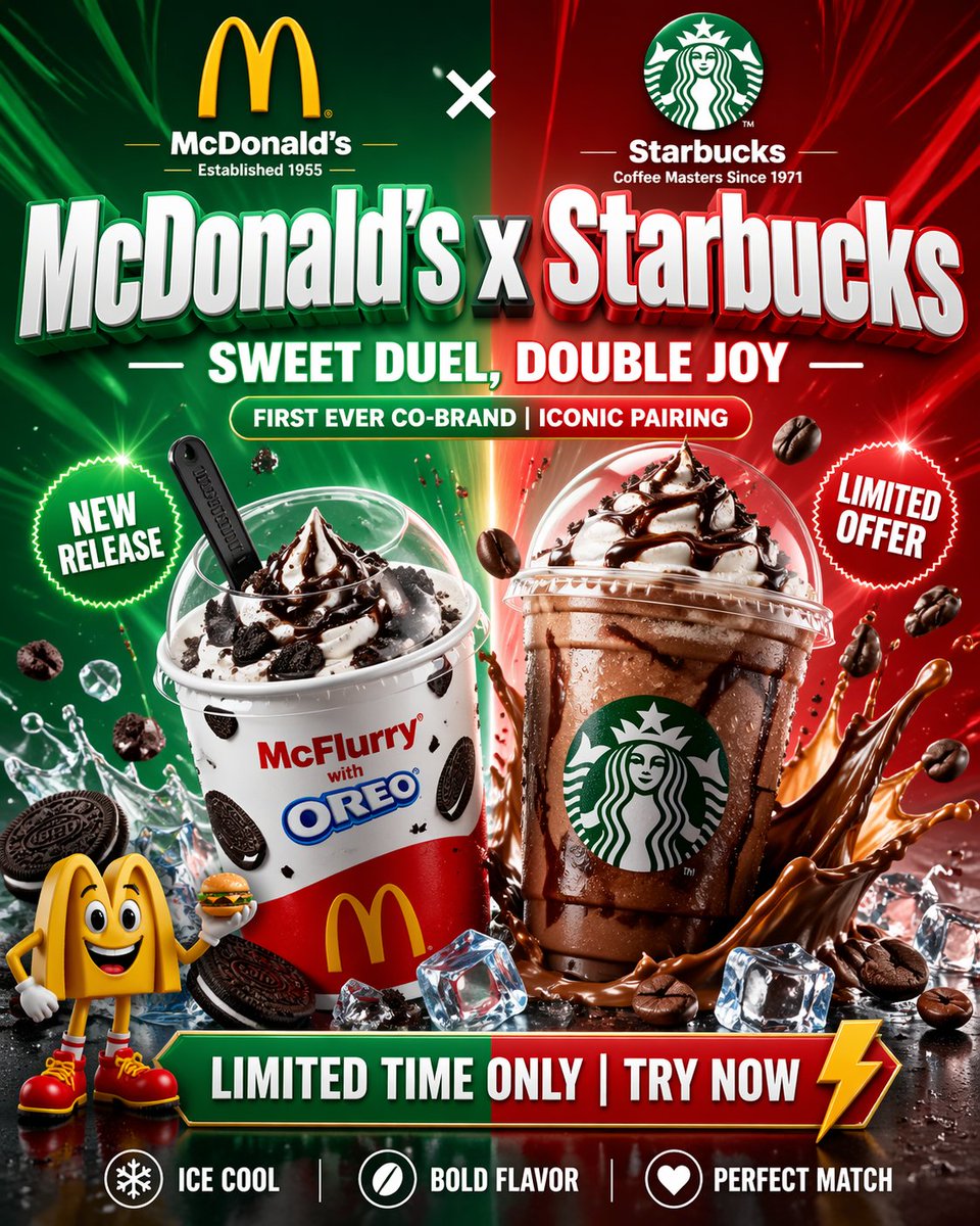 McDonald's x Starbucks Iced Dessert Poster — Sora 2 Prompt