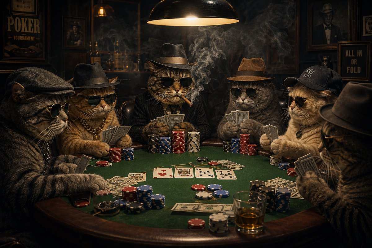 Film Noir Cat Mafia Poker Scene — Sora 2 Prompt