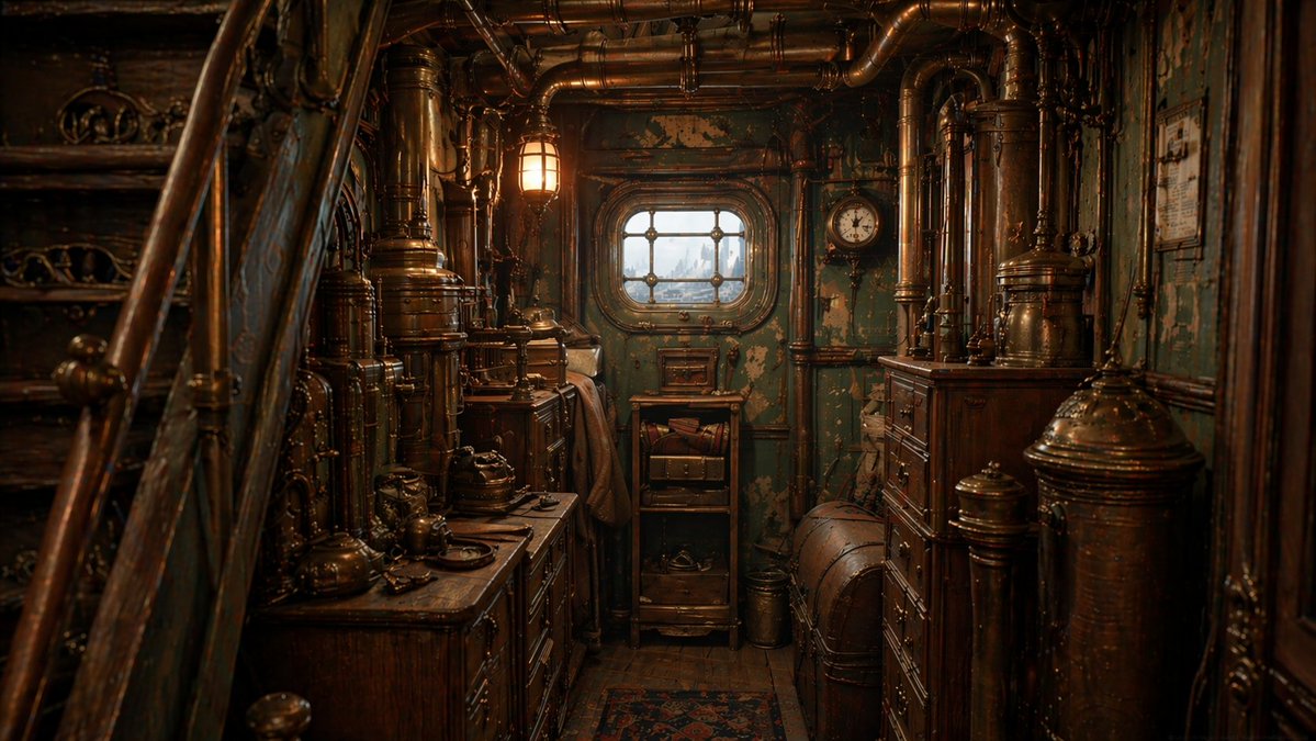 Steampunk Engine Room Interior — Sora 2 Prompt