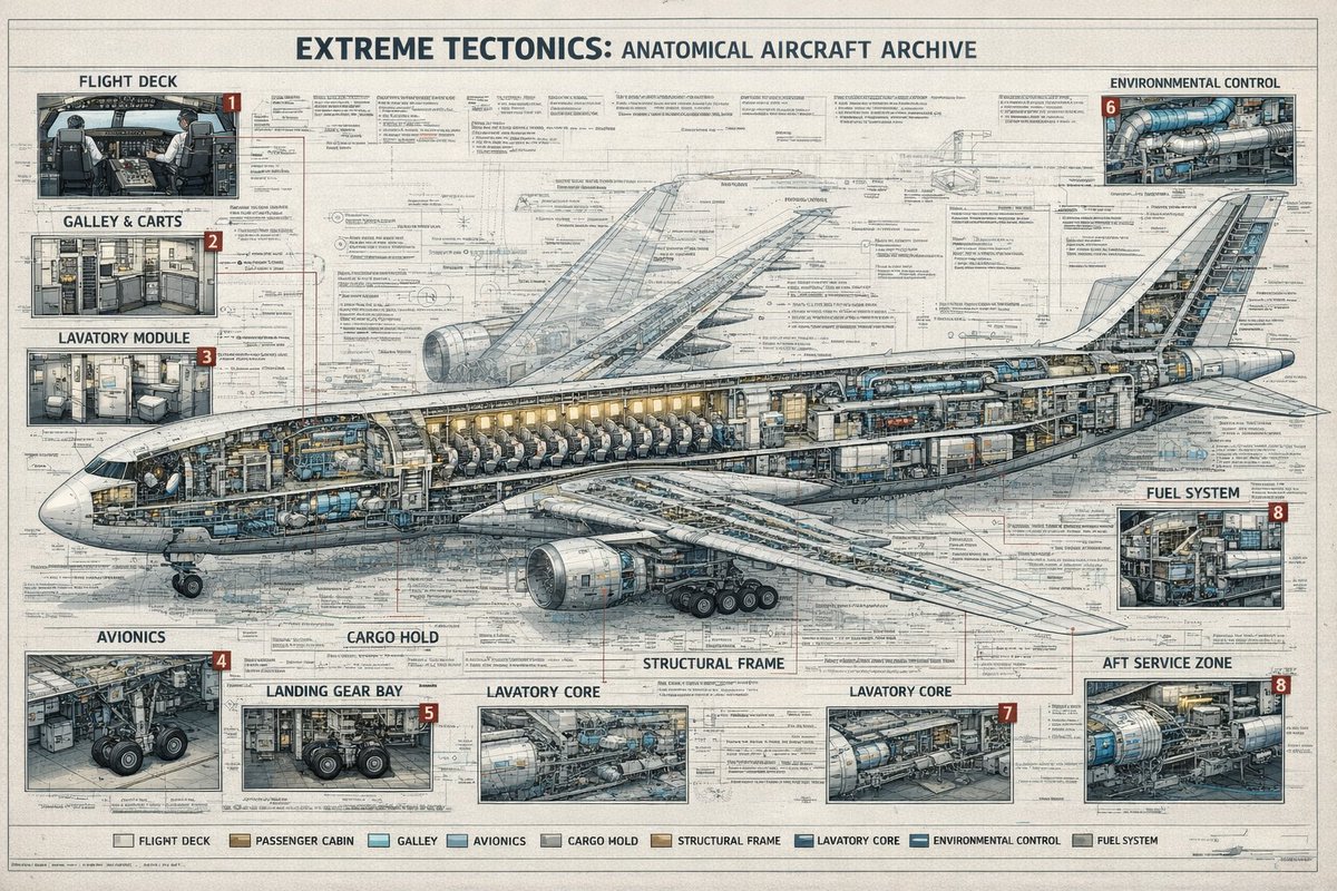 Ultra-Detailed Aircraft Anatomy Cutaway Poster — Sora 2 Prompt