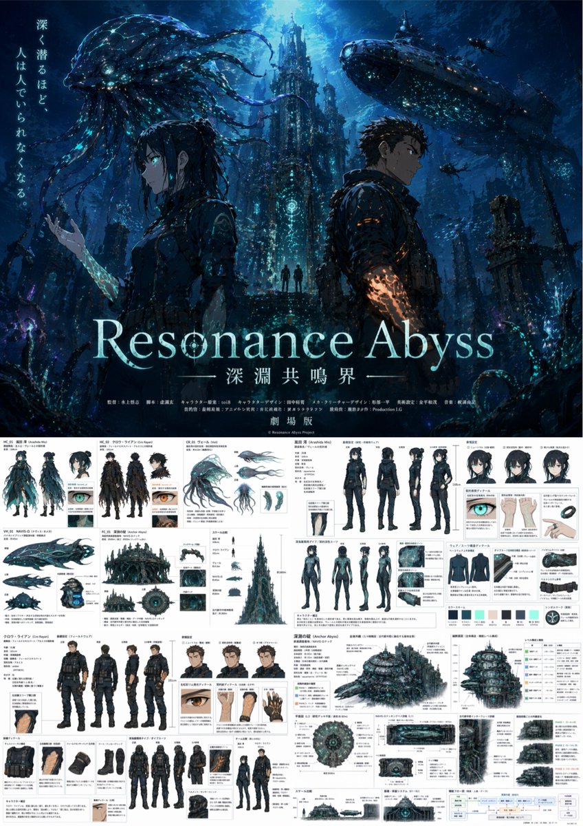 Dark Abyss Anime Poster & Design Reference Sheet Prompt