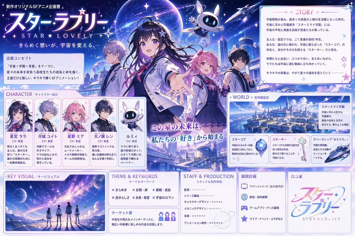 Anime Sci-Fi School Project Proposal Board — STAR LOVELY