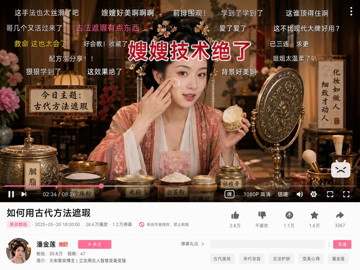 Pan Jinlian Vintage Makeup Tutorial — Sora 2 Prompt