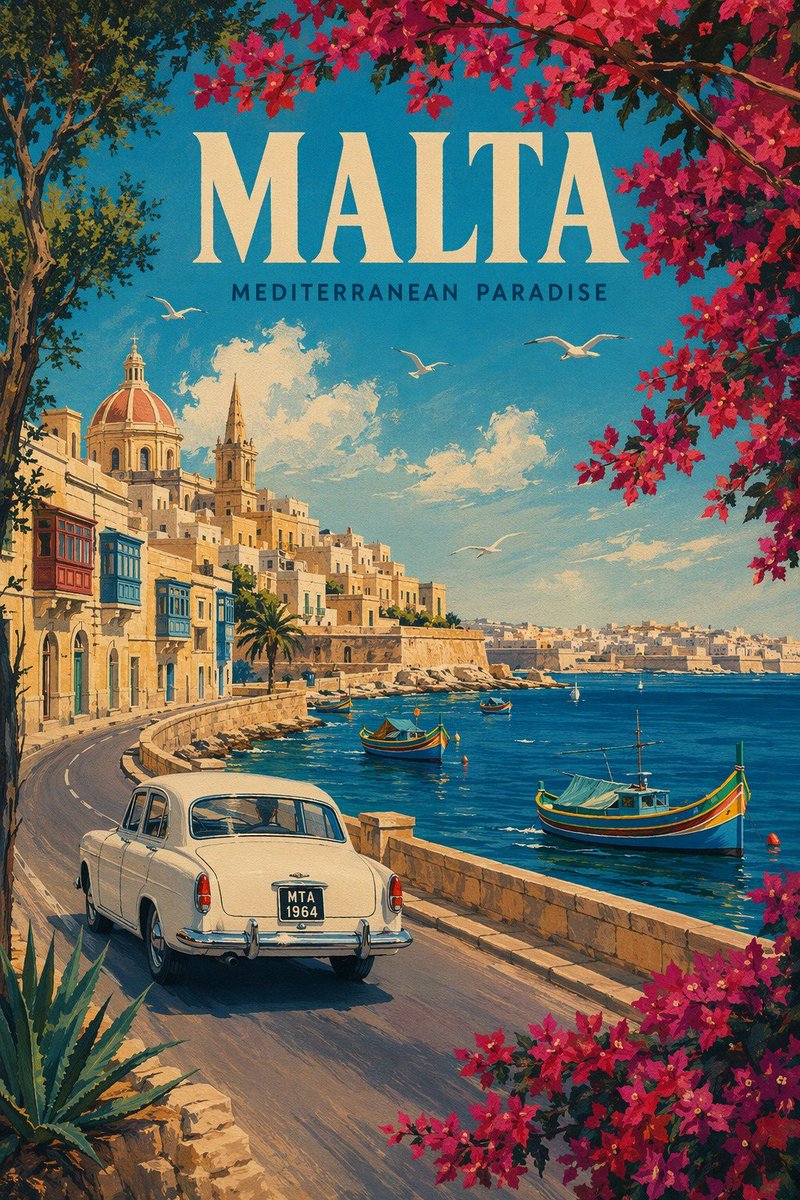 Vintage Malta Travel Poster — AI Art Prompt