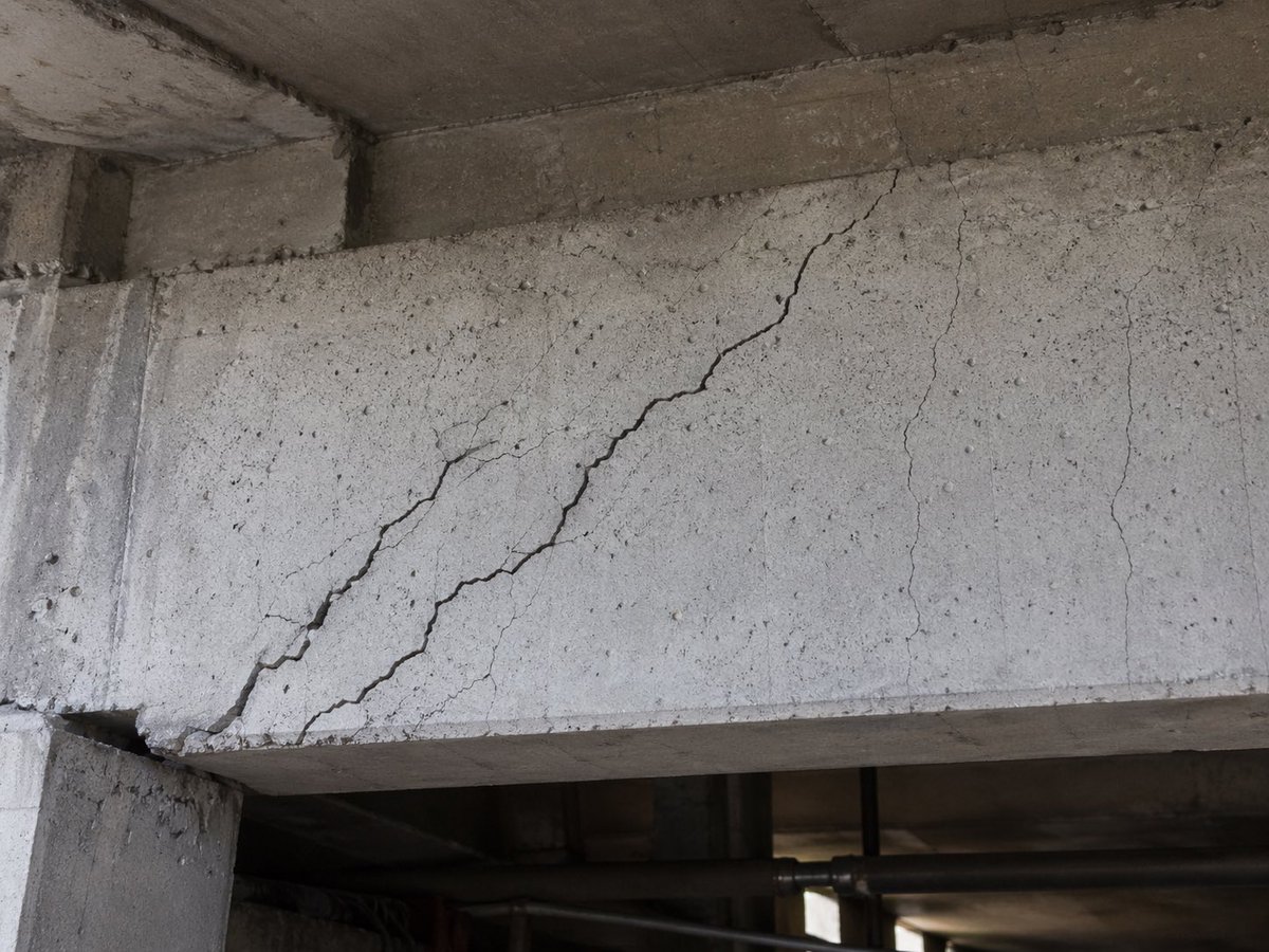 Concrete Beam Shear Crack — Ultra-Realistic Prompt