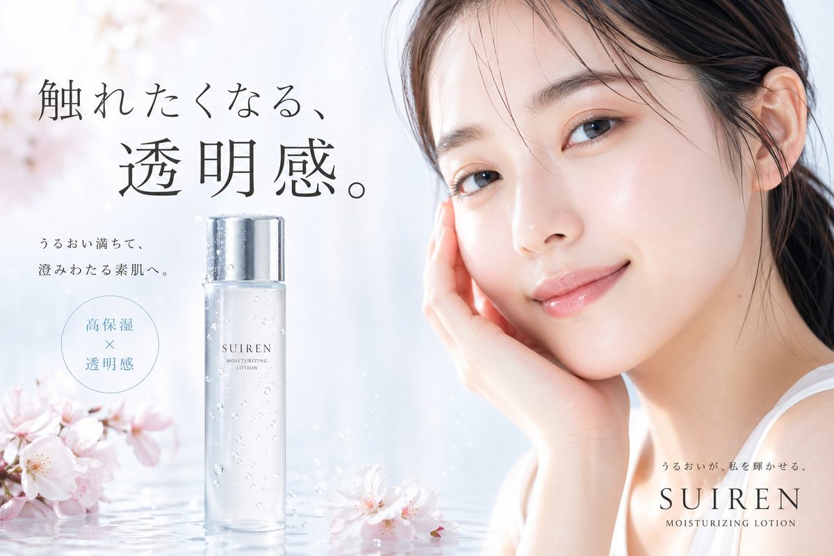 Japanese Skincare Ad — SUIREN Moisturizing Lotion Prompt