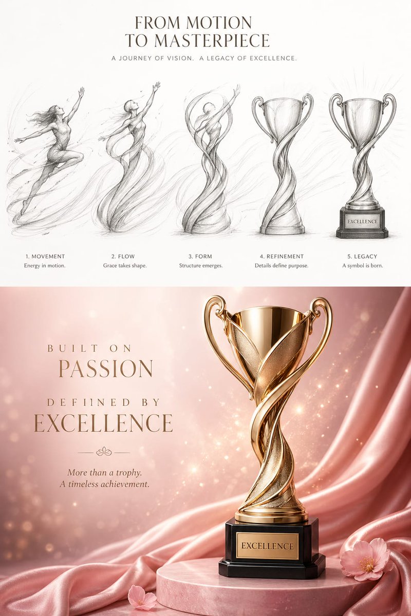 Luxury Trophy Poster — Pencil Sketch to 3D Reveal