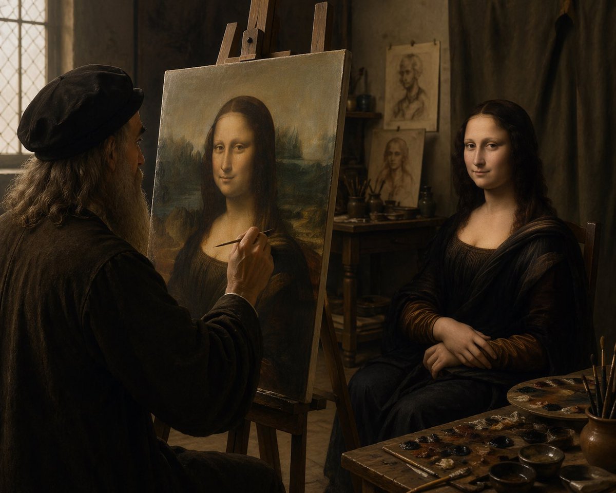Leonardo da Vinci Paints Mona Lisa — Live Model Prompt