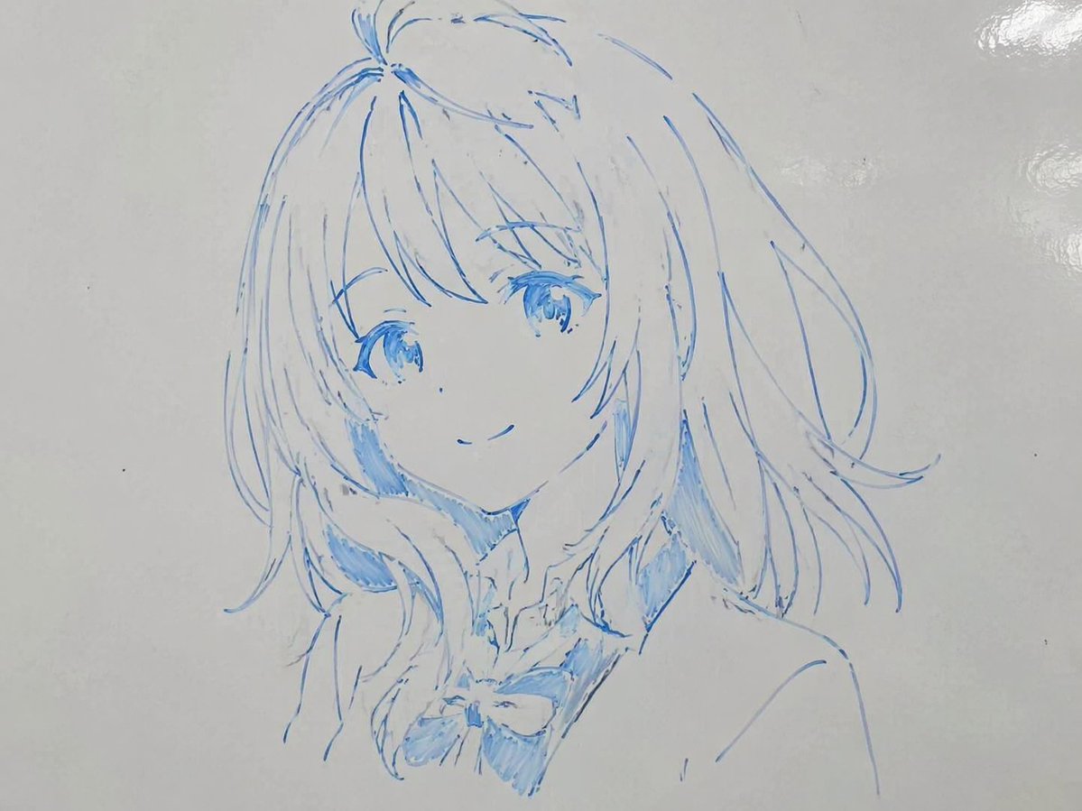Anime Sketch with Marker on Whiteboard — Realistic Prompt