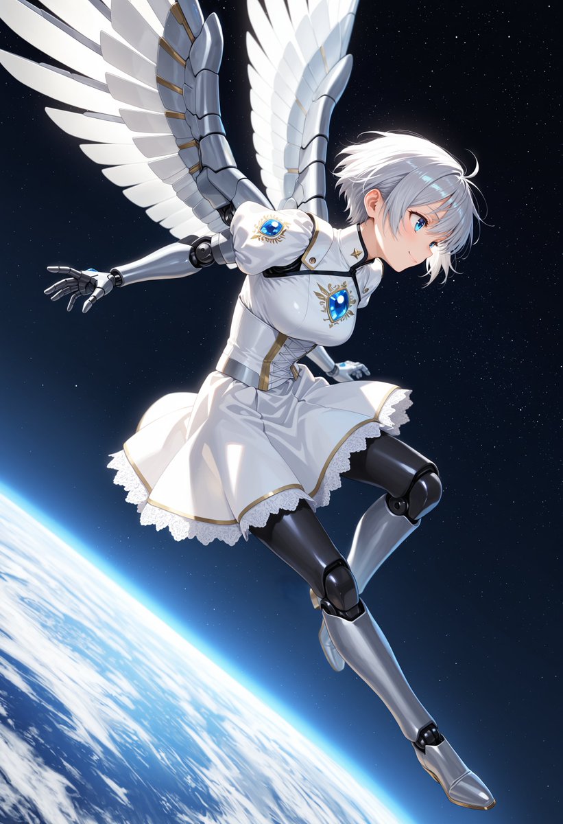 Mech Angel Girl Above Earth — Sora 2 Anime Prompt