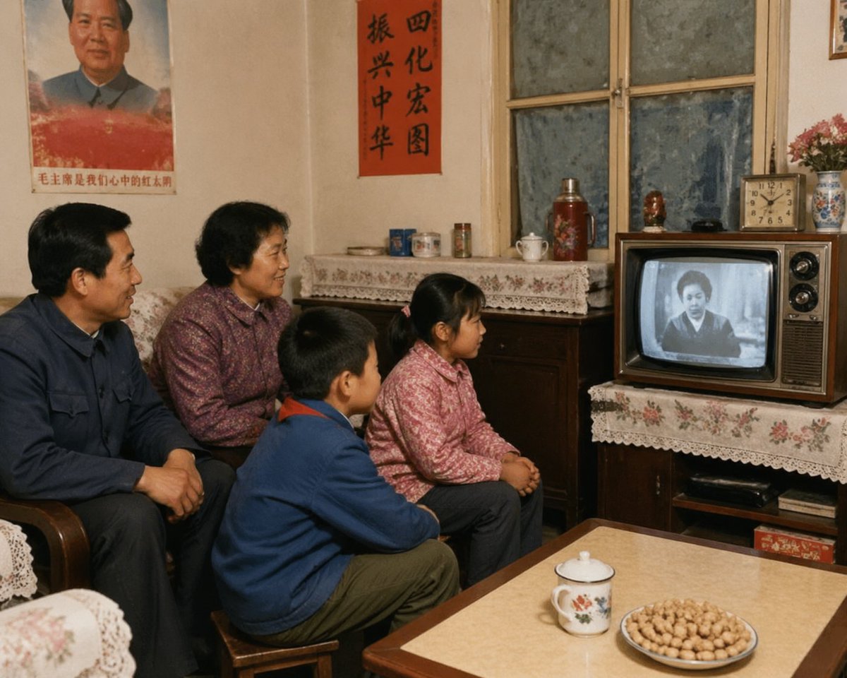 1980s Chinese Family Watching TV — Sora 2 Prompt
