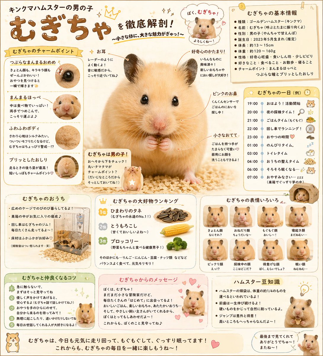 Hamster Infographic Poster: Cute Japanese Pet Guide — Sora 2 Prompt