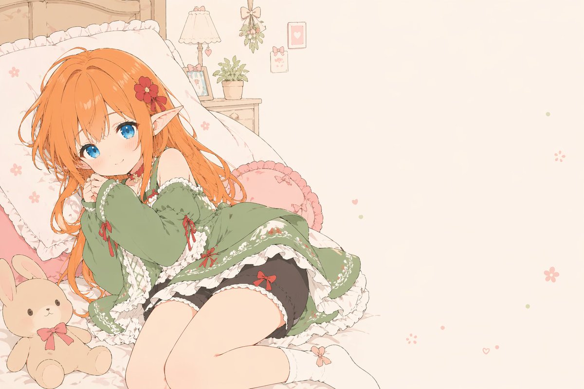 Customizable Pastel Elf Girl on Ruffled Bed — Sora 2 Prompt