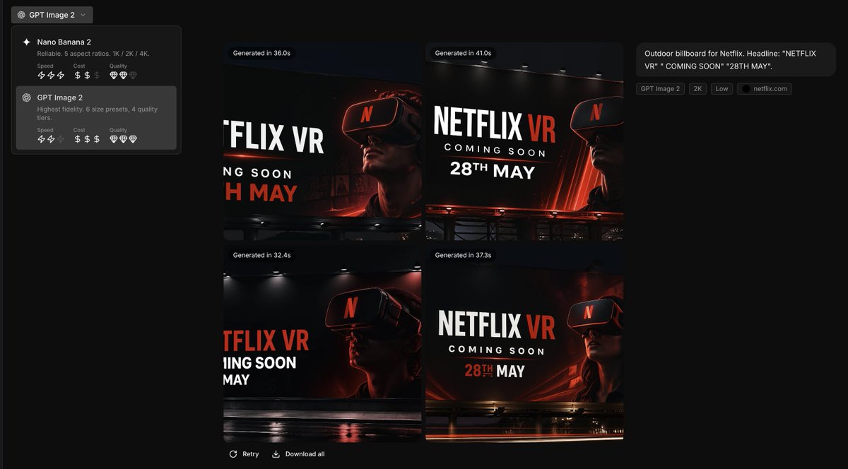 Netflix VR Billboard Concepts — Dark Creative UI Prompt
