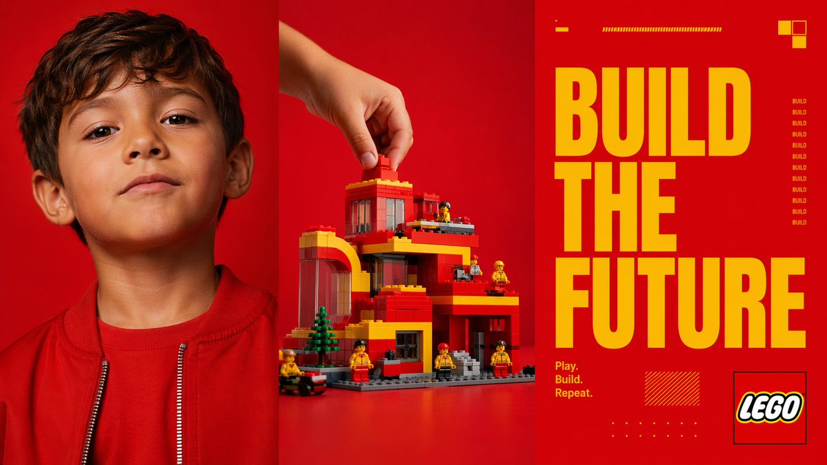 Bold Red Triptych: Build the Future Toy Poster — Sora 2 Prompt