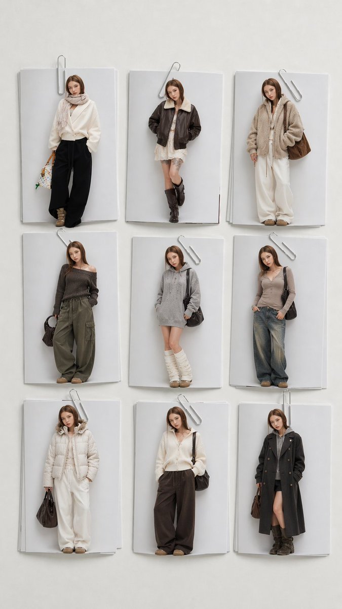 Neutral-Toned Fashion Lookbook Collage — Sora Prompt