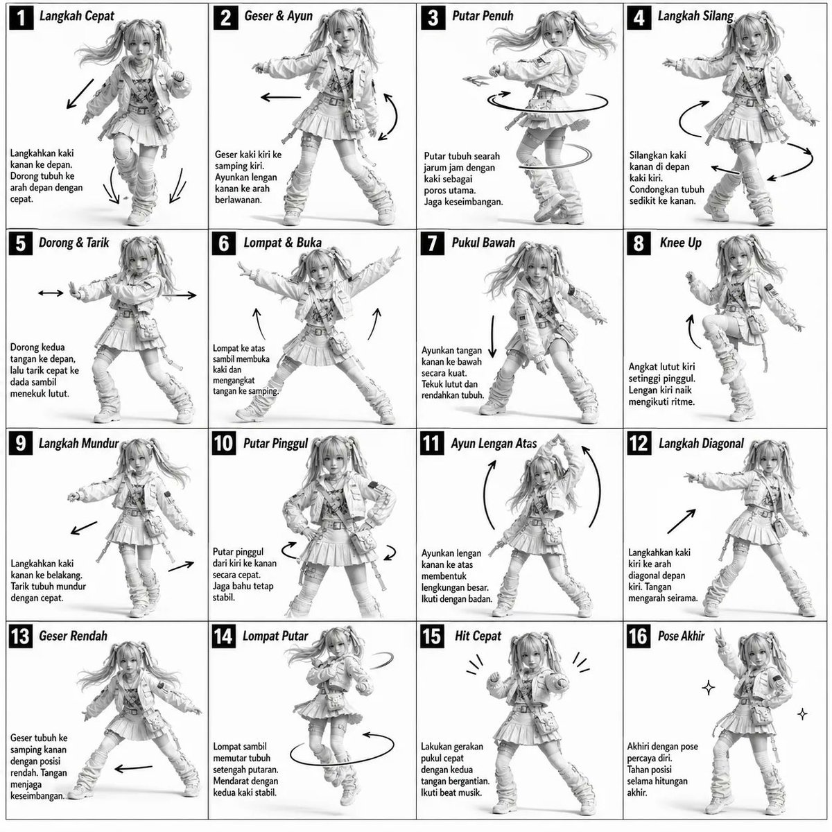 3D Grayscale Dance Reference Grid — Sora 2 Prompt
