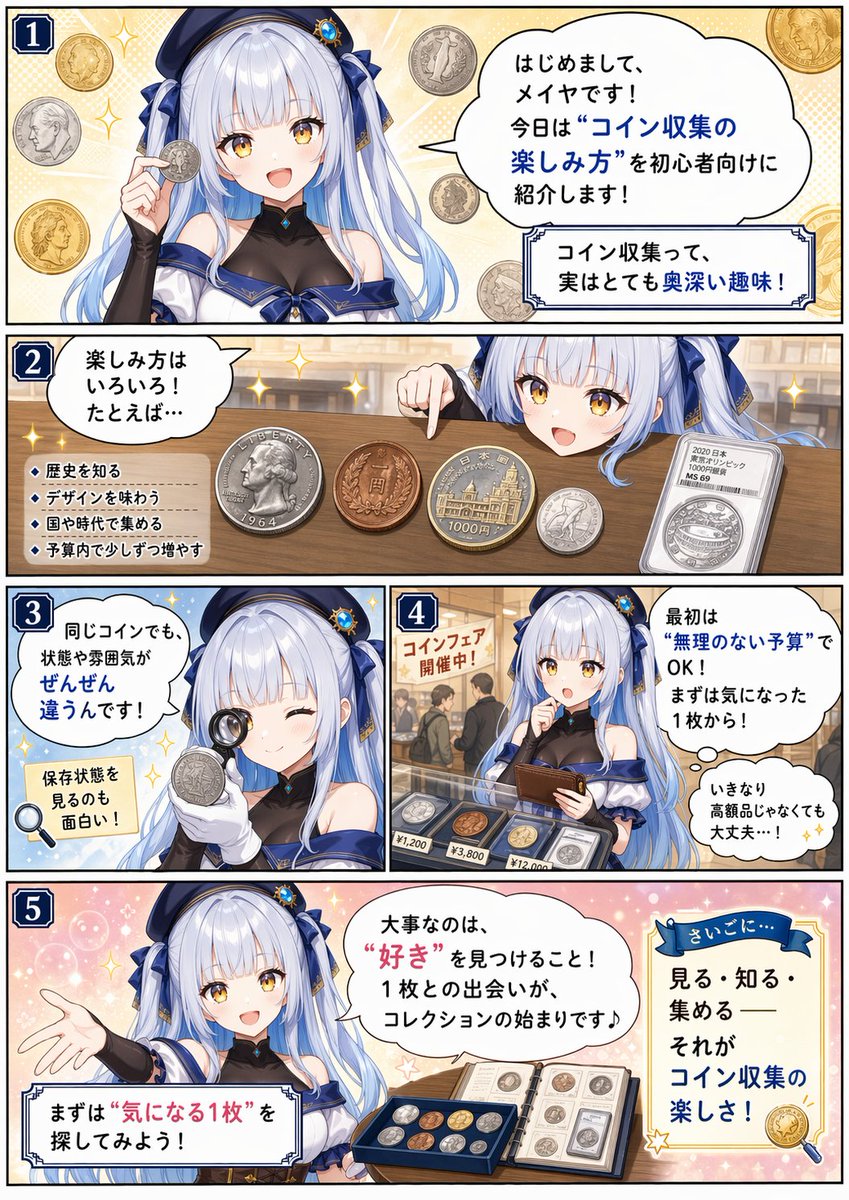 Beginner's Guide to Coin Collecting Manga Page — Sora Prompt