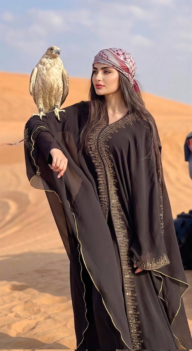 High-Fashion Desert Portrait with Falcon — Sora 2 Prompt