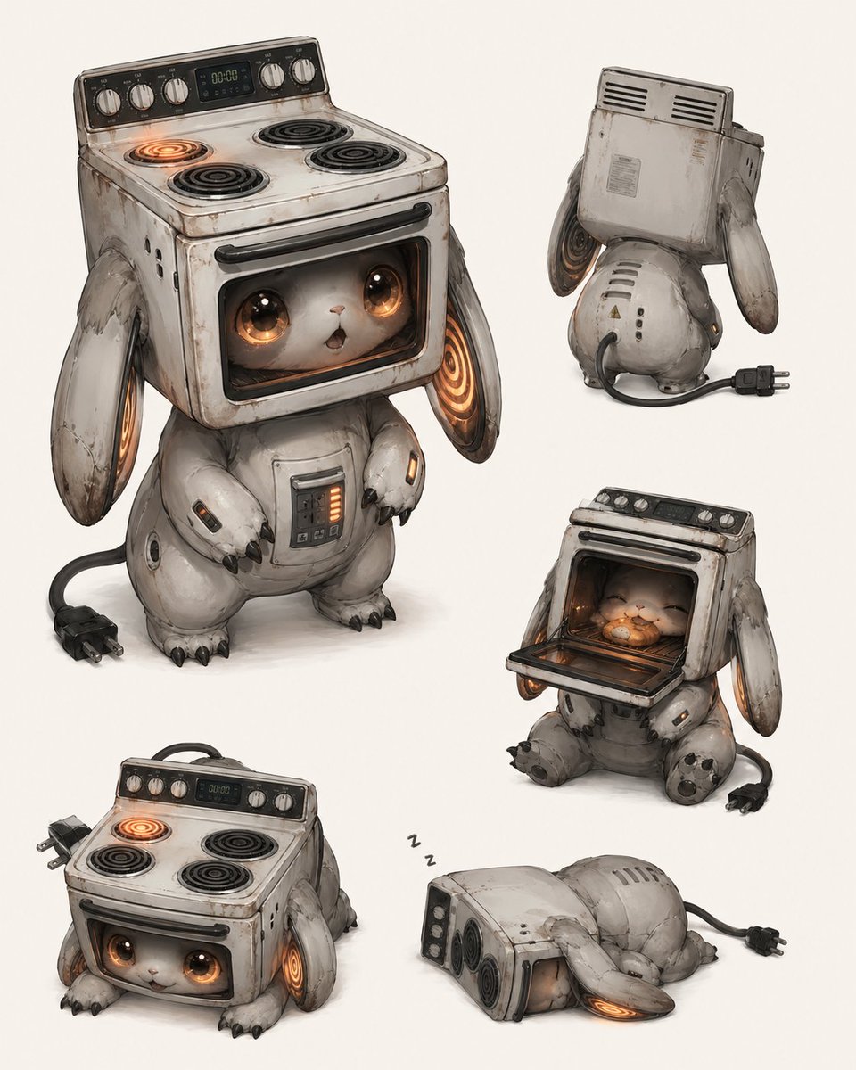 Retro Oven Rabbit Creature — Concept Art Prompt