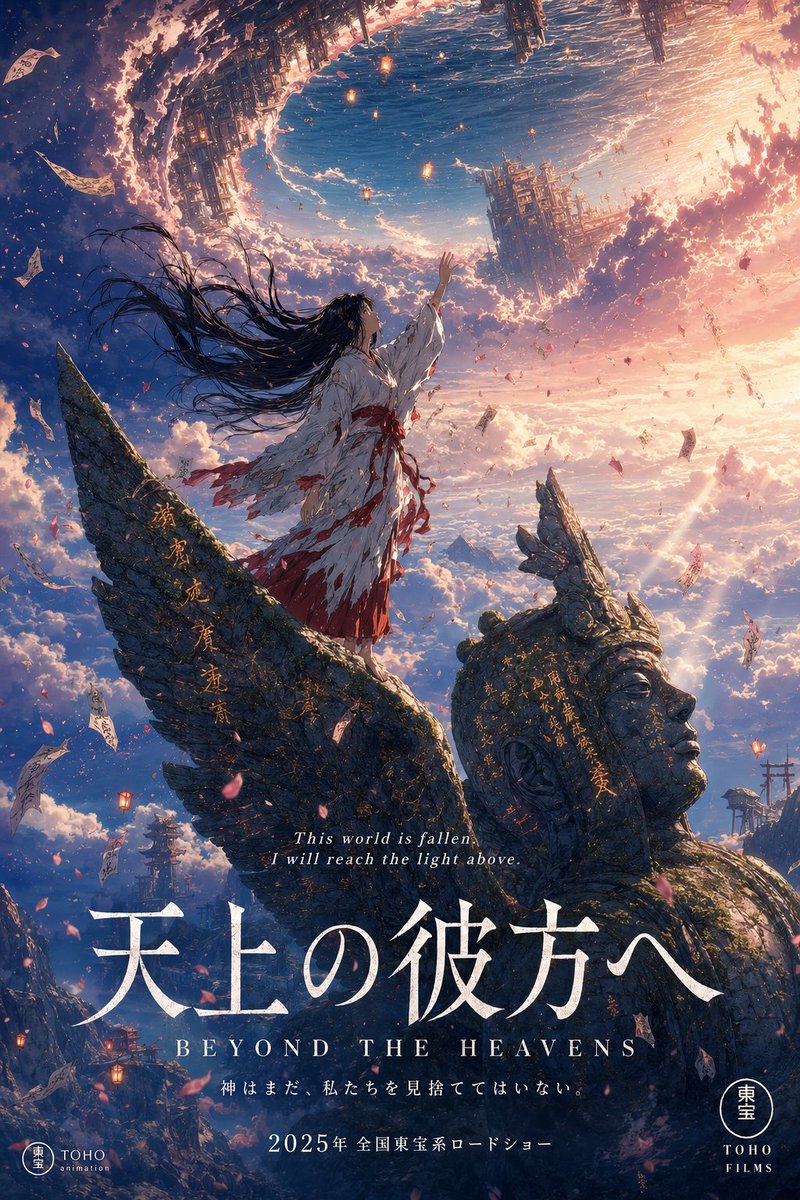 Studio Ghibli & Shinkai Anime Poster — Fantasy Floating City