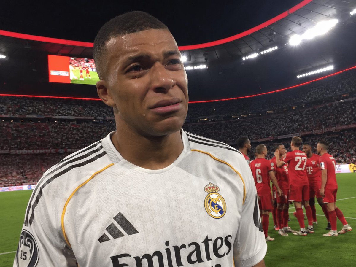 Emotional Football Photo Prompt: Mbappé Tears at Allianz Arena