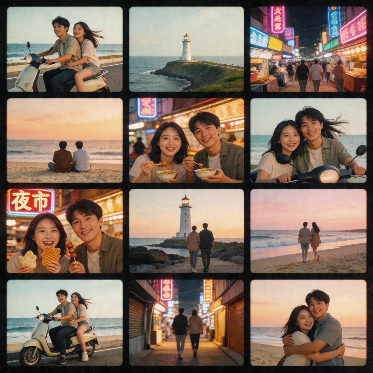 Nostalgic Travel Photo Collage — Sora 2 Prompt