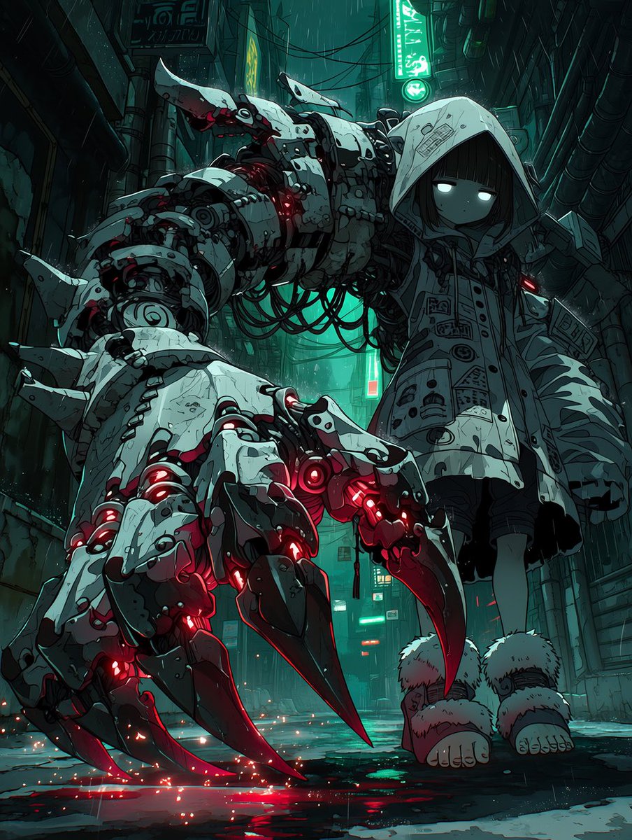 Cyberpunk Mecha Claw Girl — Sora 2 Prompt