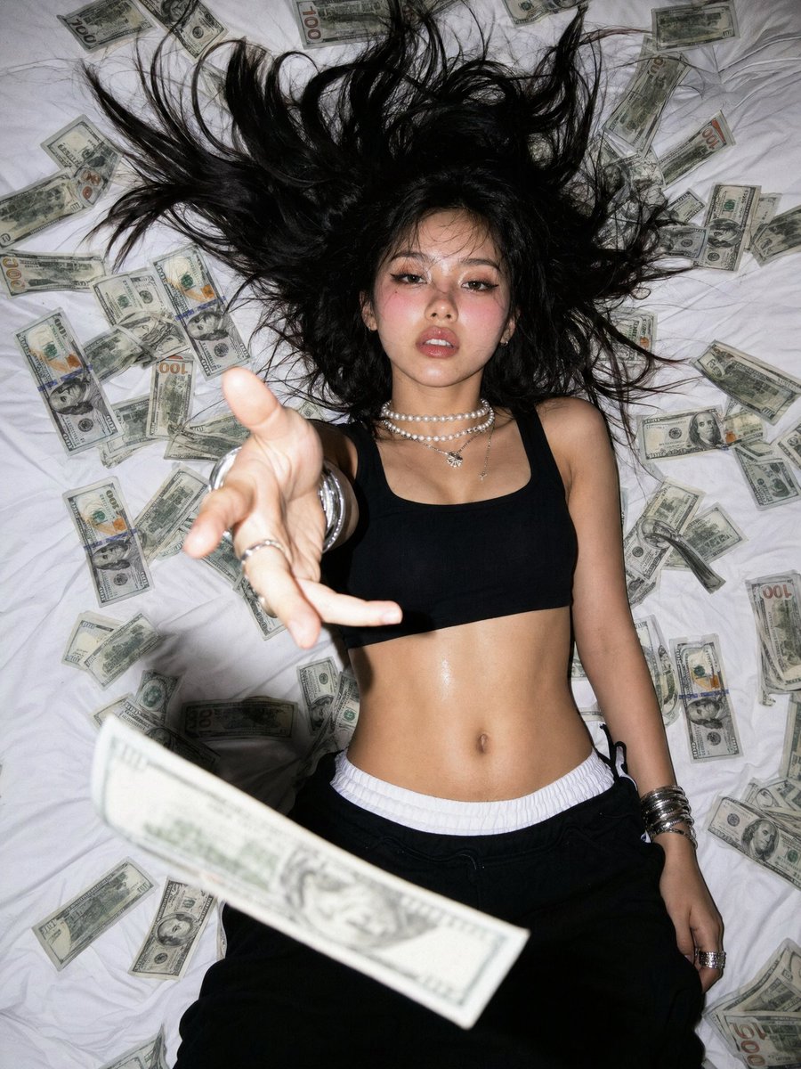Overhead Flash Money Bed Fashion — Sora 2 Prompt