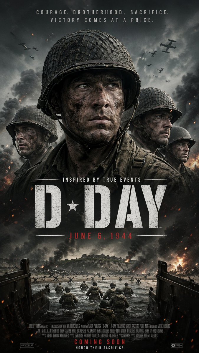 WWII D-Day War Movie Poster Prompt — Sora 2