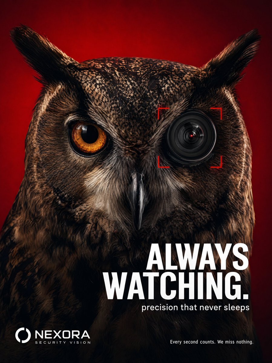 Cinematic Cyborg Owl Security Ad — Sora 2 Prompt