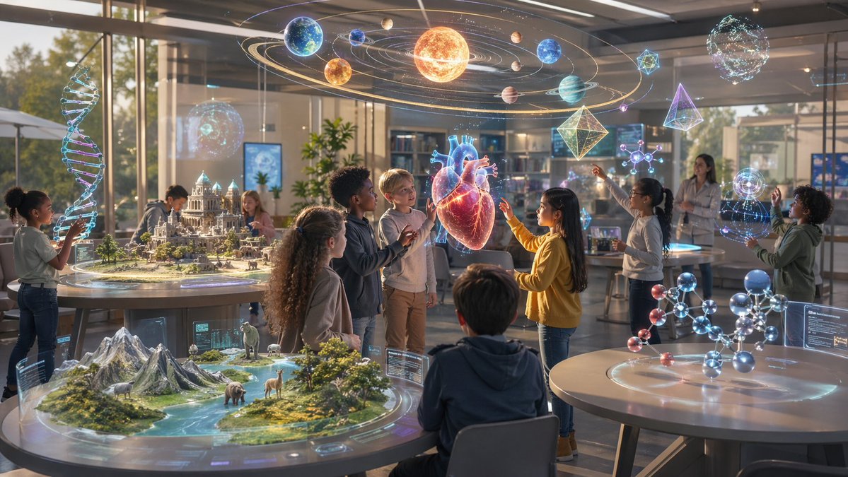 Futuristic STEM Classroom with Holograms — Sora 2 Prompt