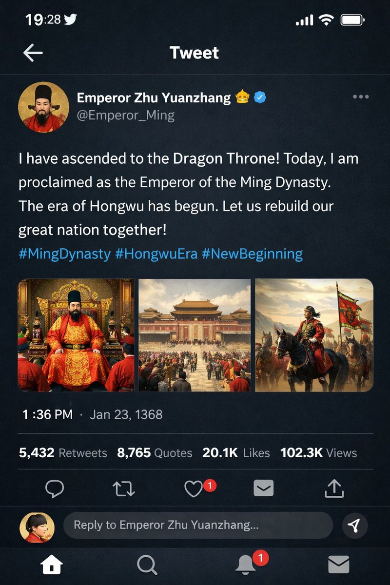 Chinese Emperor Social Media Post — Sora 2 AI Prompt