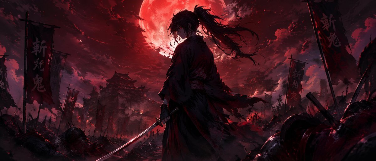 Blood Moon Samurai — Dark Fantasy Anime Prompt