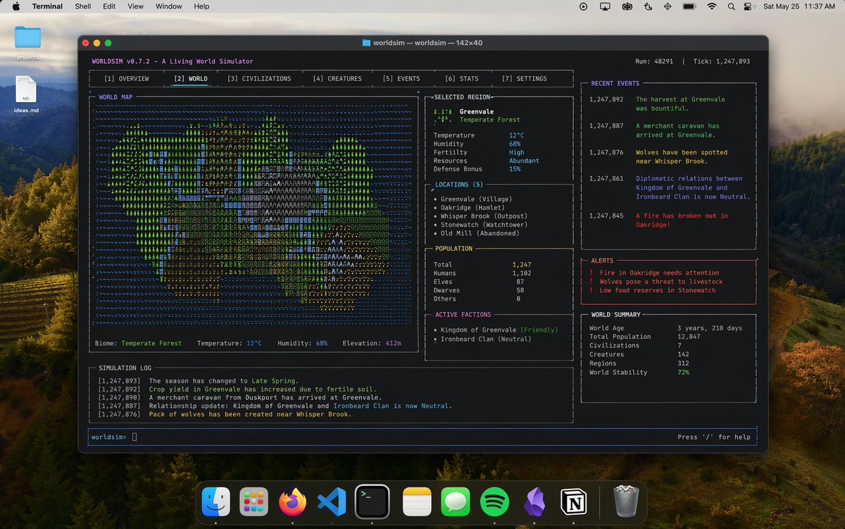 Mac Terminal World Simulation TUI — Sora 2 Prompt