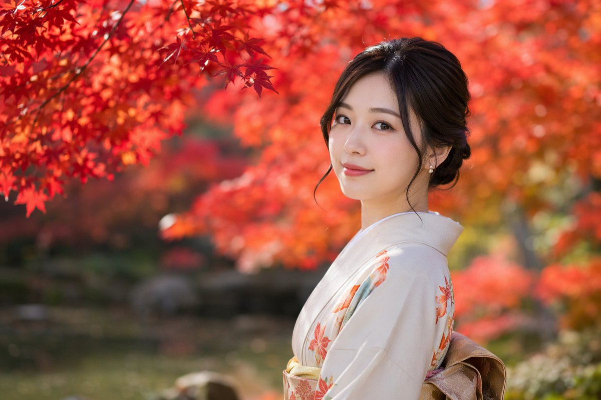 Realistic Kimono Portrait in Autumn Garden — Sora 2 Prompt