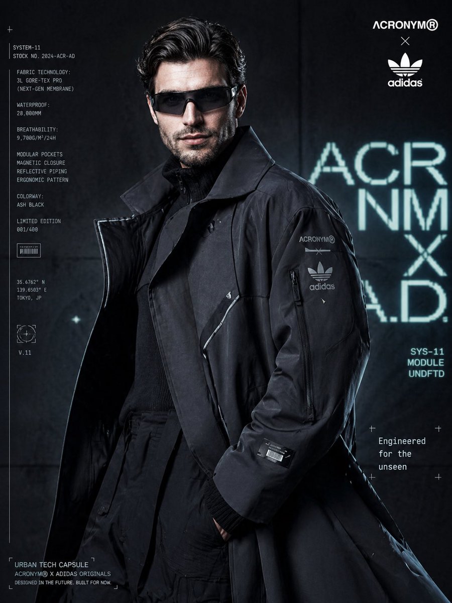 Cyberpunk Techwear Fashion Ad Poster — Sora 2 Prompt