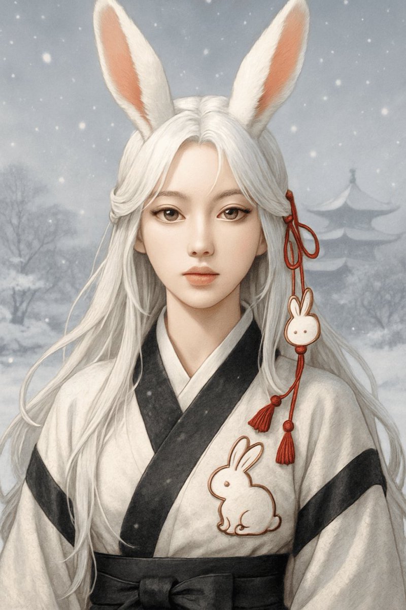 Faceless Snow Rabbit Spirit Portrait — Sora 2 Prompt