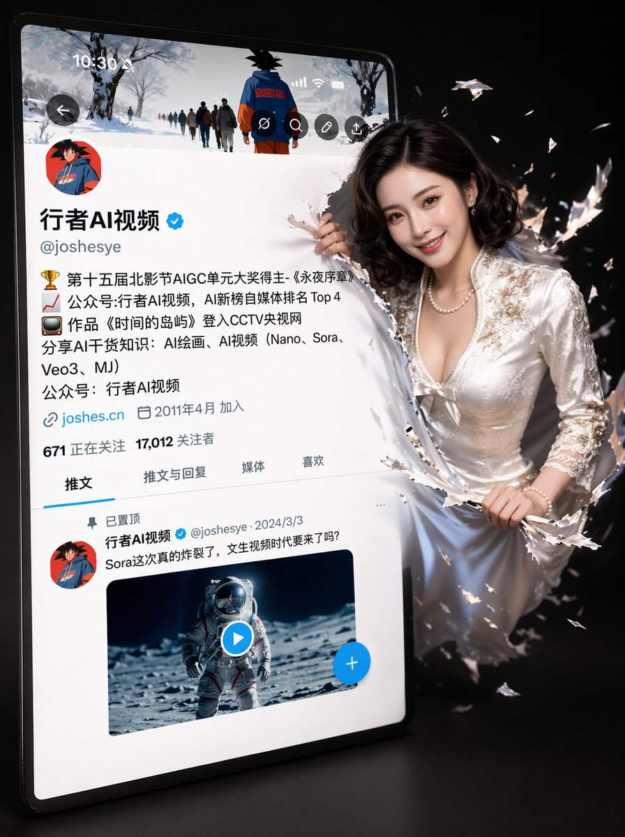 3D Character Smashes Through Twitter Profile — Sora 2 Prompt