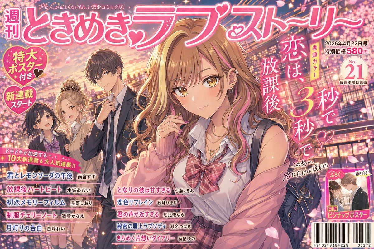 Shojo Manga Cover: Romantic School Life & Cherry Blossoms