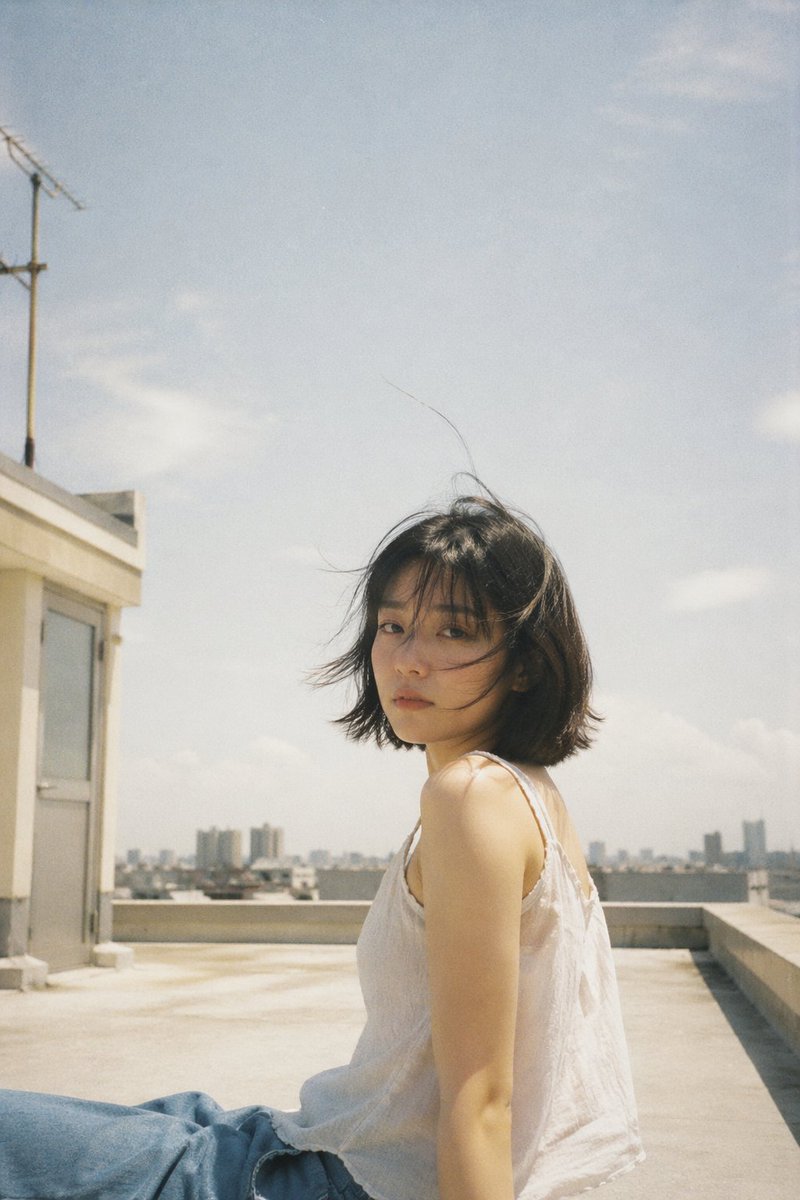 Japanese Film Aesthetic Rooftop — Sora 2 Prompt