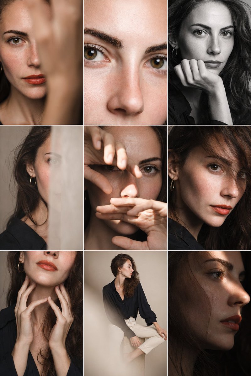 Editorial 3x3 Portrait Grid — Sora 2 Prompt