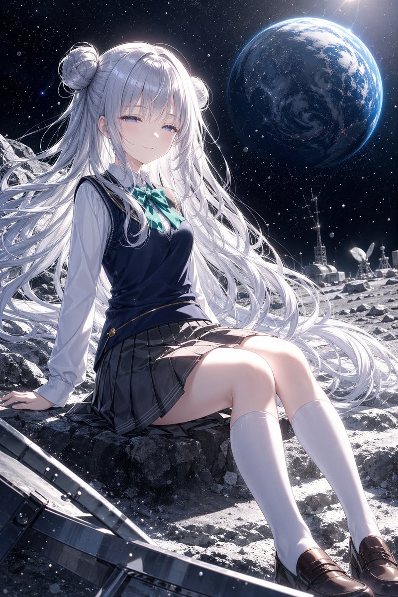 Anime Girl on Moon with Earthrise — Sora 2 Prompt