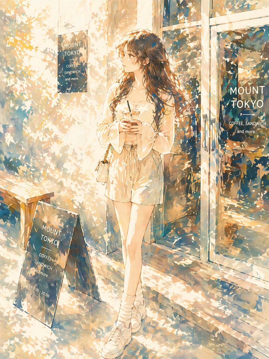 Dreamy Sunlit Café Anime Girl — Sora 2 Prompt