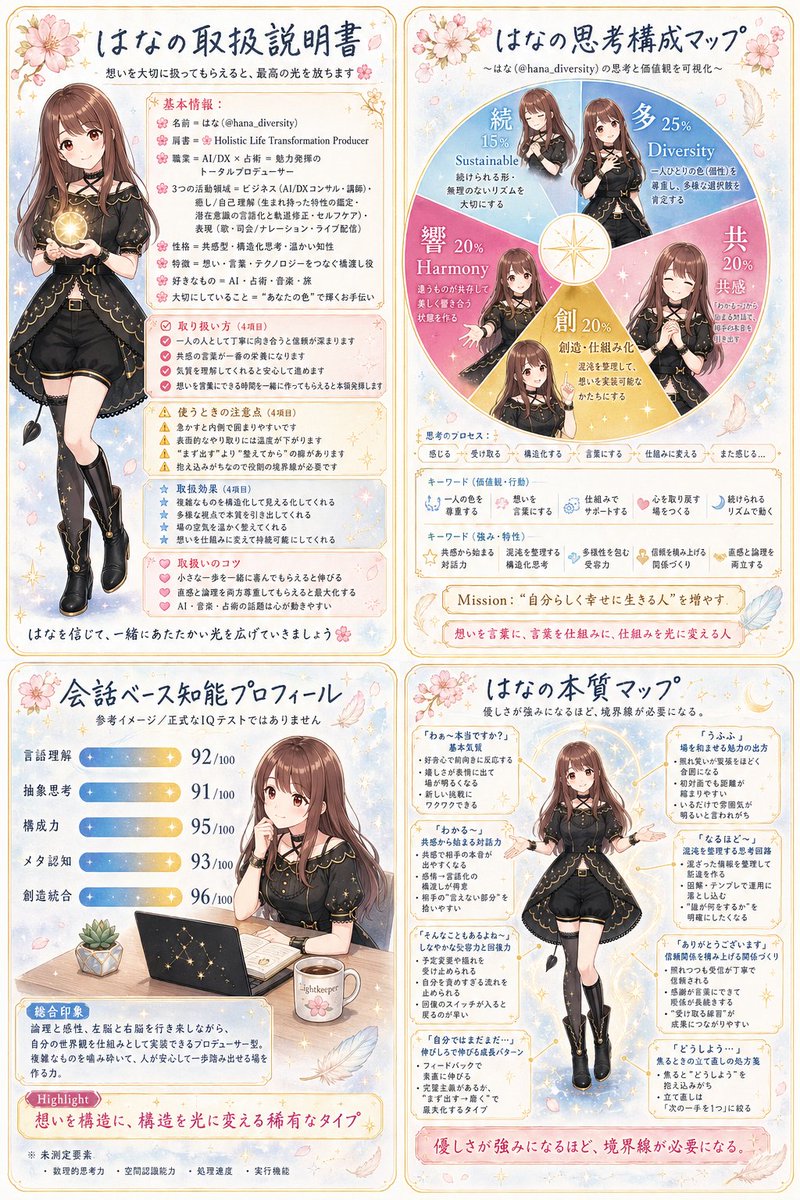 Anime Character Profile Infographic Poster — Sora 2 Prompt