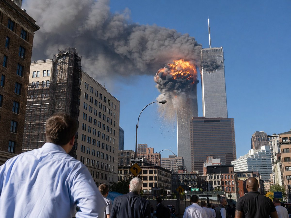 9/11 Twin Towers Attack: Street Photo — Sora 2 Prompt