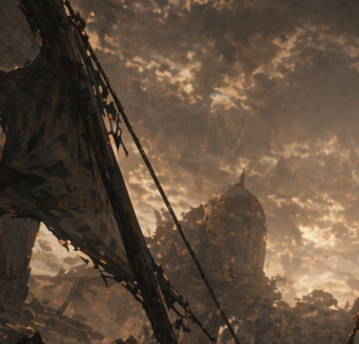 Cinematic Apocalyptic Ruins: Ochre & Amber — Sora 2 Prompt